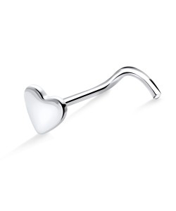 Heart Silver Curved Nose Stud NSKB-1213